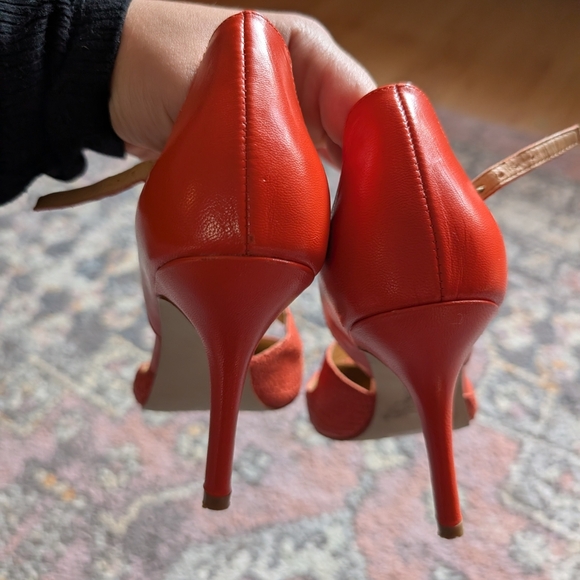 Enzo Angiolini Orange Textured Heels Snakeskin Strappy 6.5 - Picture 2 of 4